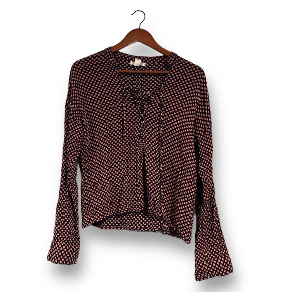 [Billabong] Lace Up Patterned Top